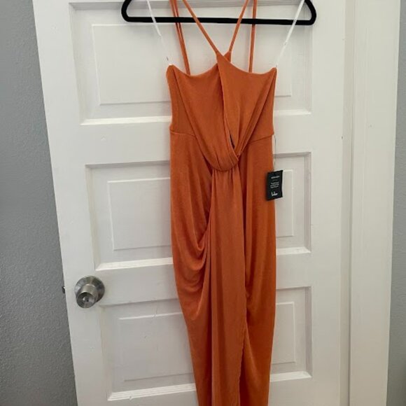 Lulu's Dreamy Date Orange Surplice Midi Dress - NWT - Picture 5 of 7